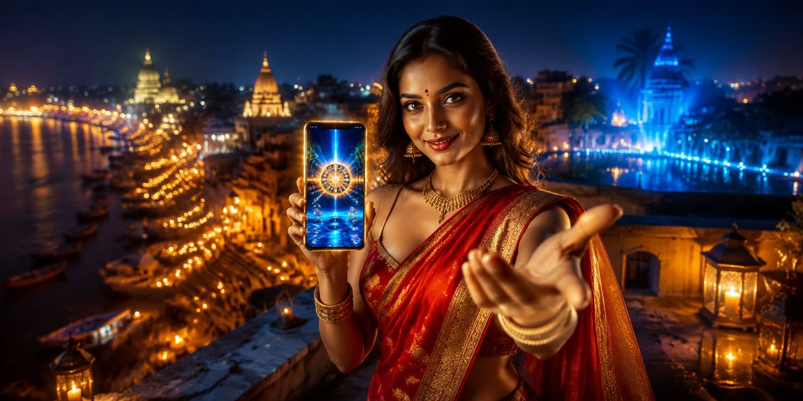 Varanasi player enjoying Teen Patti on mobile during festival season